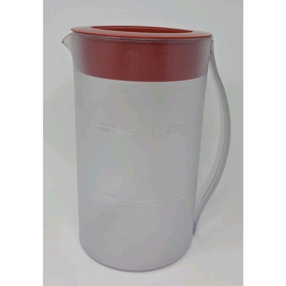 Mr Coffee Iced Tea Maker TM1 Replacement 2 Quart Pitcher ReAD Red Lid Frosted - Picture 3 of 14